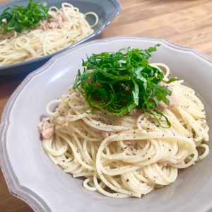 ゆかりの作ってみた!投稿(ツナと青じその冷製パスタ【#調味料2つ #ボウル1つ】)