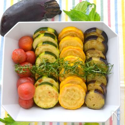 麺つゆでOK!夏野菜の常備菜 カラフル焼き浸し