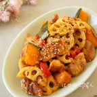 ボリューム満点！｢根菜と鶏もも肉の甘酢炒め♪｣