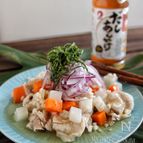 根菜たっぷり♪豚しゃぶのもち麦あんかけ