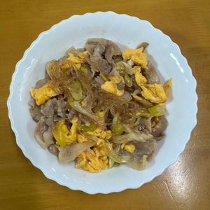 momoの作ってみた!投稿(【豚ニラ卵と春雨のオイスター炒め】調味料3つ♪春雨戻し不要◎)