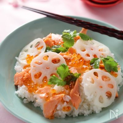 \たった15分でかんたん!華やか♪/鮭といくらのちらし寿司