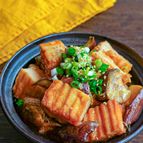 レンジでなすと絹厚揚げのスタミナ中華風甘酢煮