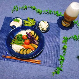 yurucafe_daysの作ってみた!投稿(夏野菜の揚げびたし／夏野菜そうめん)