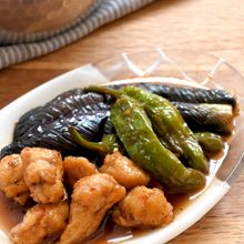 ささみと茄子のピリ辛揚げびたし