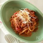 山椒香る☆牛こまラグーソースのパスタ