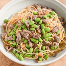 ついつい食べたくなるおいしさ！豚肉と枝豆のパスタ