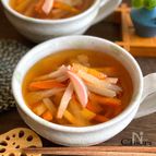 根菜とかまぼこの麺つゆスープ