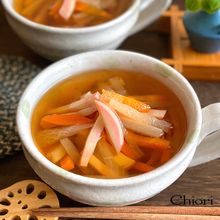 根菜とかまぼこの麺つゆスープ