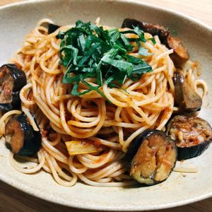 Nao★彡の作ってみた!投稿(【プロお手軽夏パスタ】大葉香る♪なすとアスパラのトマトパスタ)