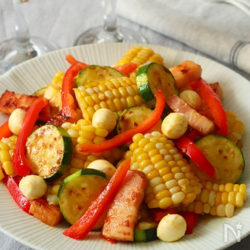 とうもろこしと夏野菜のカレーマリネ