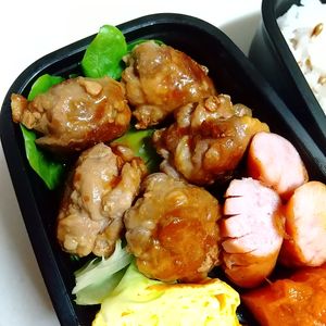 とまっちょ嫁の作ってみた!投稿(ボリューム満点！豚こま黒酢バーグ弁当)