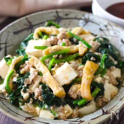 【豆腐とほうれん草の味噌ごまとろみ炒め】激旨ポカポカおかず♪
