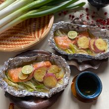ねぎの鮭味噌だれホイル焼き