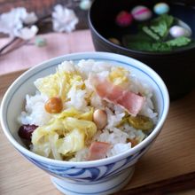 豆とキャベツの炊き込みご飯