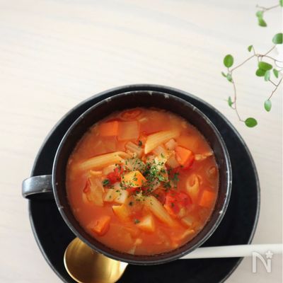 2ステップで【簡単】おかわり必至♡具沢山ミネストローネスープ