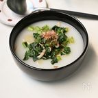 胃にやさしい！小松菜としらすの米粉スープ