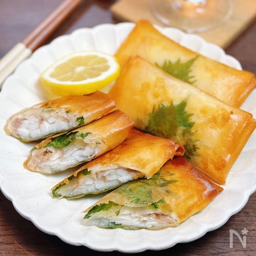【長芋とツナの梅しそ春巻き】揚げ焼きで簡単♪梅でさっぱり♡