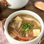【きのこと豆腐のカニカマとろみスープ】簡単ヘルシー♪節約にも