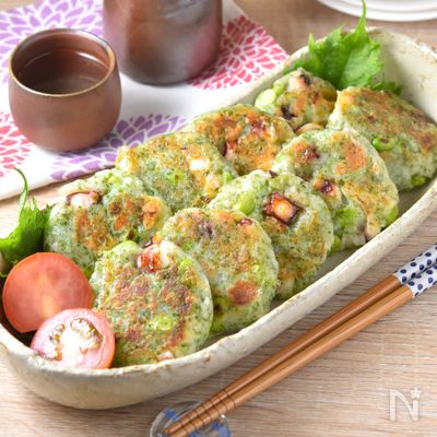 【たこと枝豆の磯辺はんぺん焼き】ポリ袋で簡単調理
