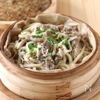 せいろで簡単！きのこ肉うどん