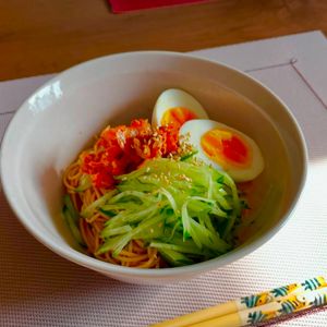 미키の作ってみた!投稿(うま辛!そうめんビビン麺【#簡単#時短#夏休み#ランチ】)