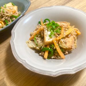 ゆかりの作ってみた!投稿(ご飯が進む！栄養満点◎【厚揚げとひき肉のプルコギ風甘辛炒め】)