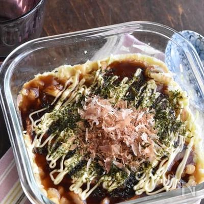 耐熱容器一つで!スプーンで食べる♪レンチンお豆腐お好み焼き風