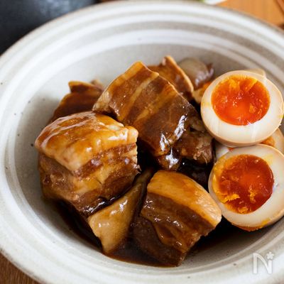 『我が家のとろとろ豚の角煮』箸で切れる柔らかさ!味玉も美味♡