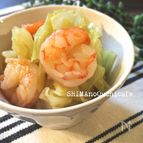 レンチンで簡単！春のおかず　エビとキャベツの蒸し煮