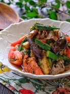 ＊豚しゃぶと夏野菜としそのごまおかかダレ和え＊