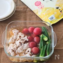 夏野菜としゃぶしゃぶ肉のだし浸し