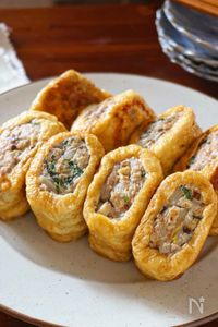 包まず簡単◎【もやしと椎茸の油揚げ餃子】じゅわっと旨い！
