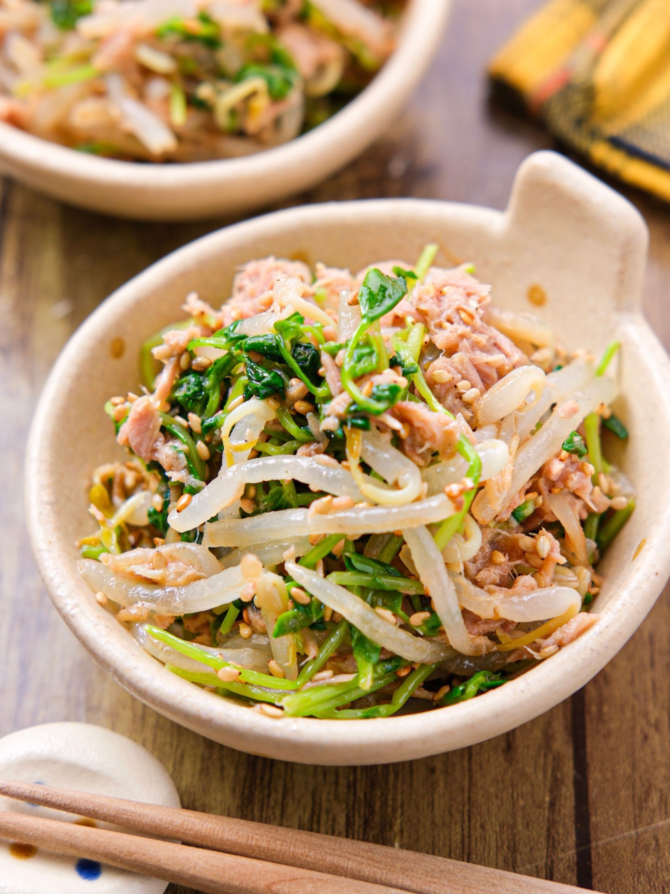 豆苗ともやしとツナの中華和え