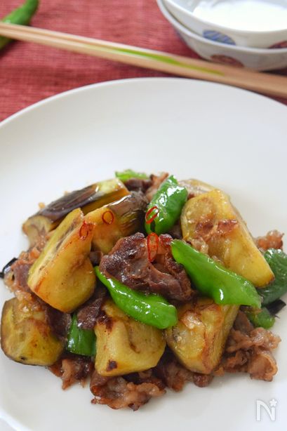 「とろーりジューシー水茄子と牛肉のオイスターソース炒め」