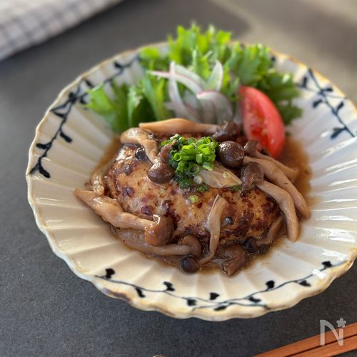 ワンパン♪きのこあんかけハンバーグ