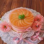 クリアファイルで簡単☆フレッシュの桃で作る、桃のムースケーキ