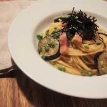 ベーコンと揚げ茄子の和風パスタ