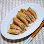 ロースハムとアスパラの細い春巻き