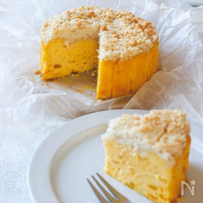 クランブルかぼちゃチーズケーキ【砂糖・生クリームなし】