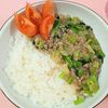 milkの作ってみた!投稿(青菜も一緒にとれる♪【小松菜ひき肉ごはん】)