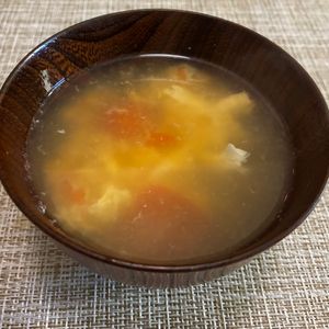 puricoの作ってみた!投稿(5分で完成🍅ふわふわ卵とミニトマトのスープ！中華風あっさり)