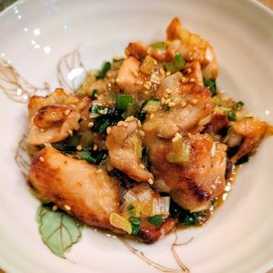 1471819の作ってみた!投稿(鶏肉の甘酢ねぎ炒め(調味料2つだけ！ぽん酢で簡単！))