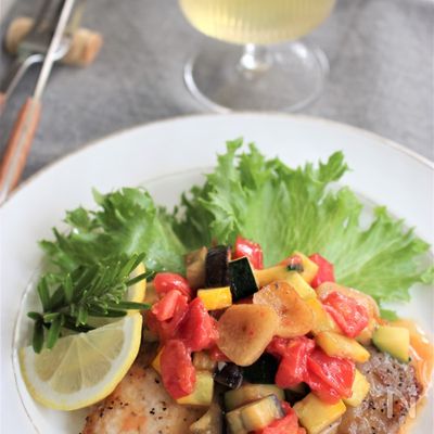 豚肉のソテー、夏野菜たっぷりソース