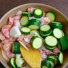 鶏肉とズッキーニのマスタードクリーム煮の工程1