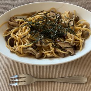 あすかの作ってみた!投稿(ワンパン de『大葉香る♡キノコたっぷり和風パスタ』)