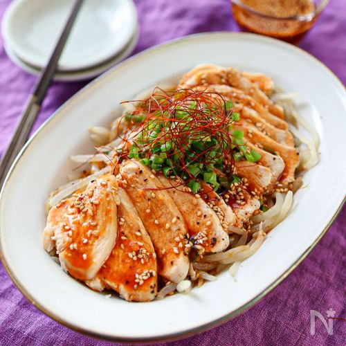 【レンジだけ！むね肉ともやしの絶品だれ】しっとり！タレが旨い