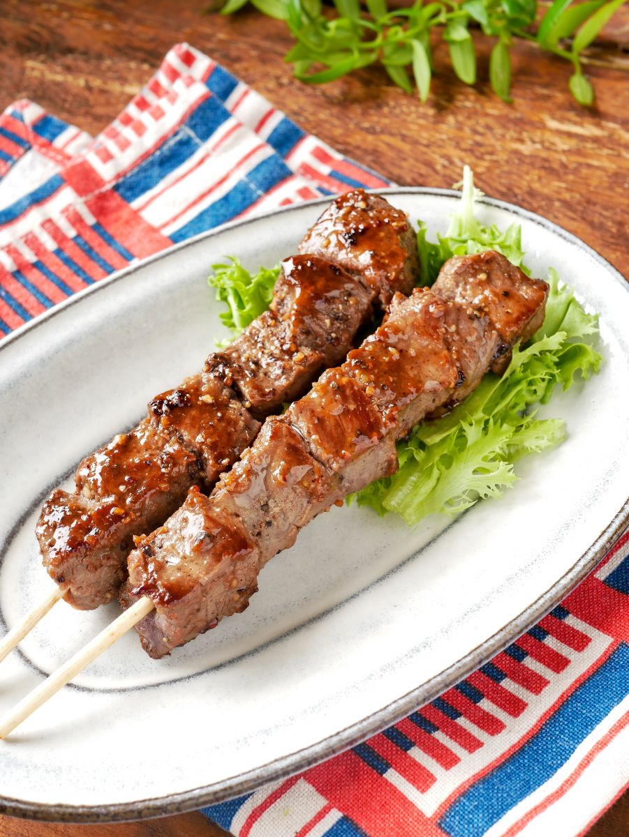 しっかり肉感 柔らかさに満足 牛ももステーキ串 レシピサイト Nadia ナディア プロの料理家のおいしいレシピ