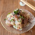 切って混ぜるだけ！【白身魚の刺身の塩昆布和え】