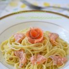 スモークサーモンとワサビチーズクリームの冷製パスタ☆